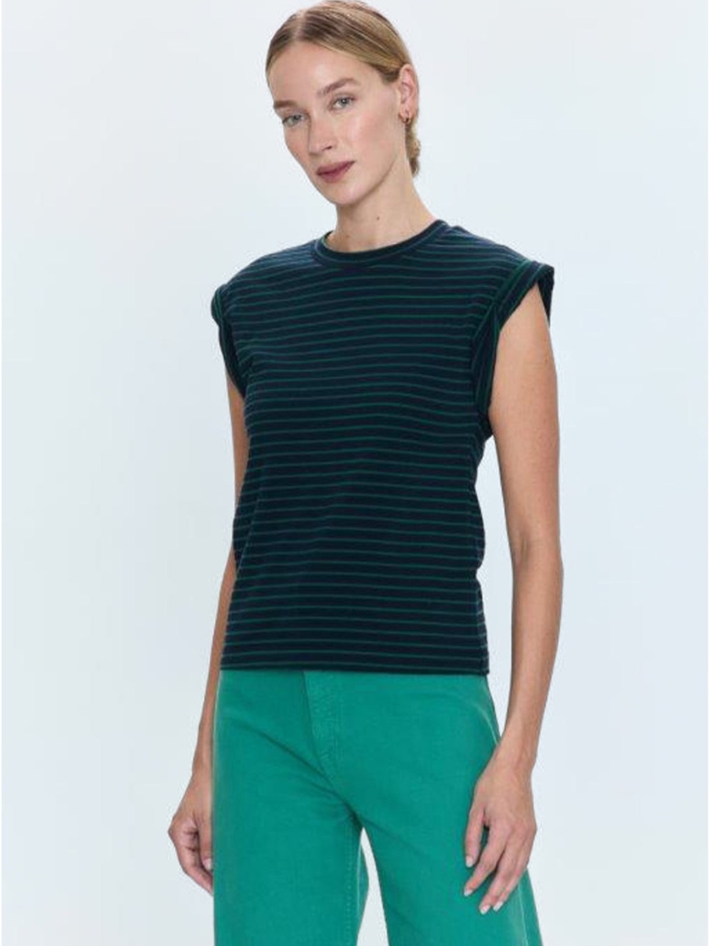 Pistola - OLIVIA TWISTED SLEEVE MARINA - NAVY GREEN STRIPE - Small
